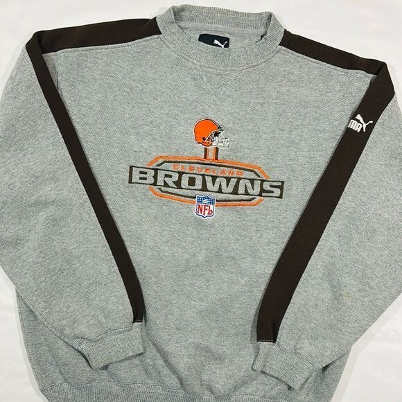 Vintage PUMA Cleveland Browns Embroidered Crewneck Sweater - Picture 1 of 10